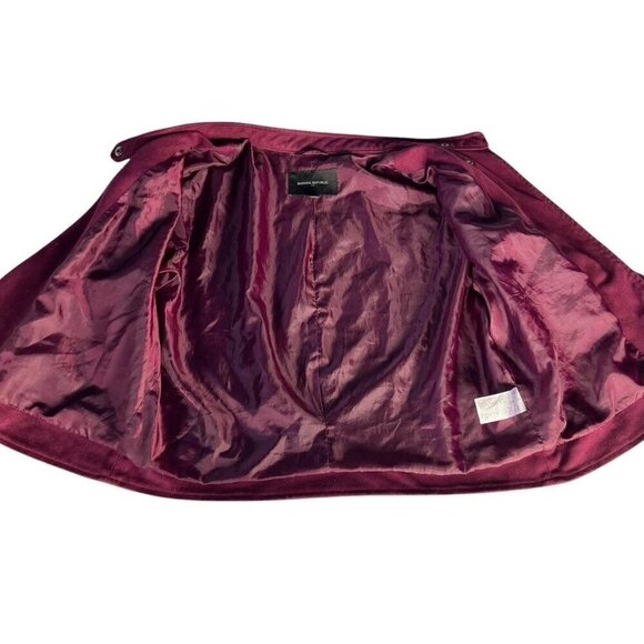 Banana Republic Fact. Womans Sz L Banded Collar Vegan Suede Moto Jacket Burgundy - Picture 10 of 11